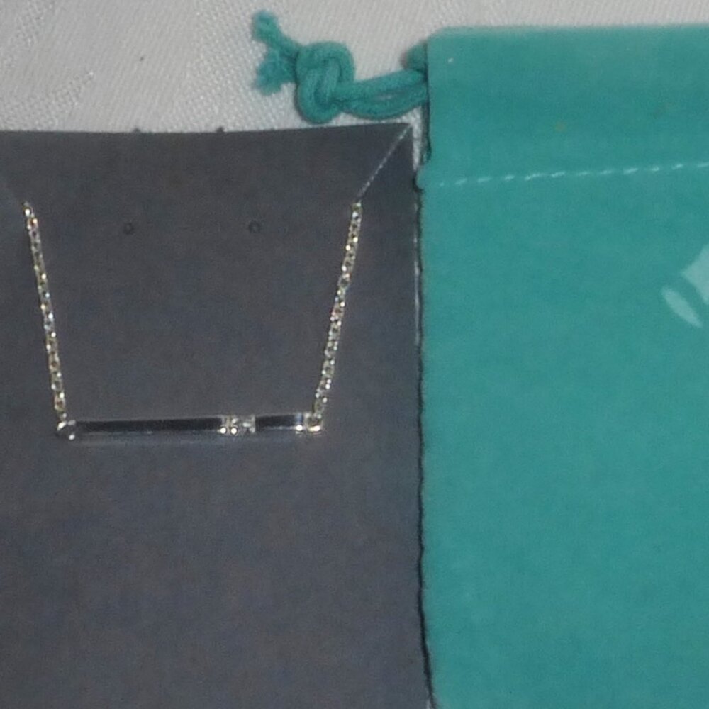 New Brilliant Earth Sterling Silver Diamond Bar Necklace , 18” Chain, 3.55 Grams